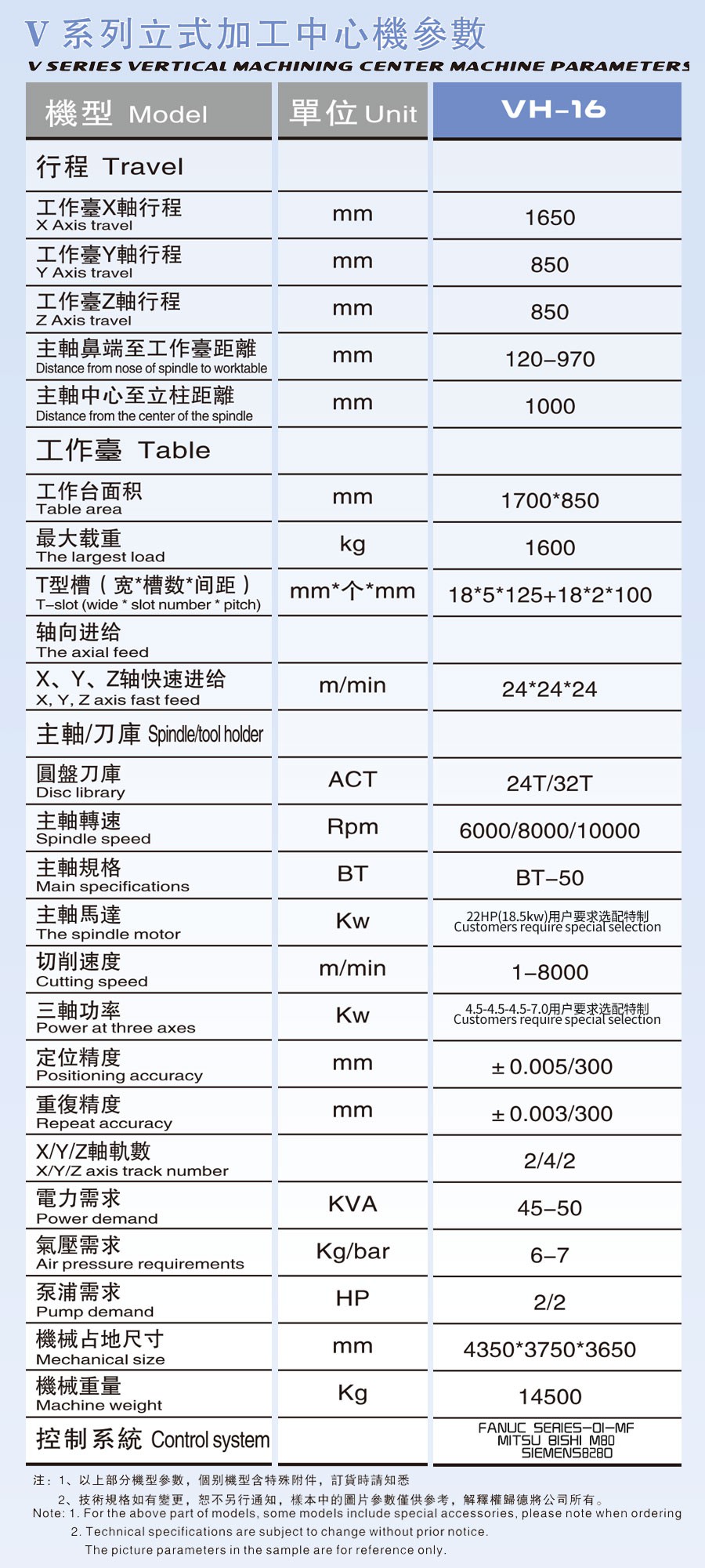 VH16立式加工中心